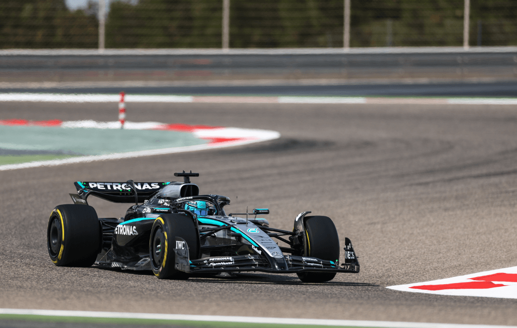Formula 1 Mercedes race car on a Formula 1 track
