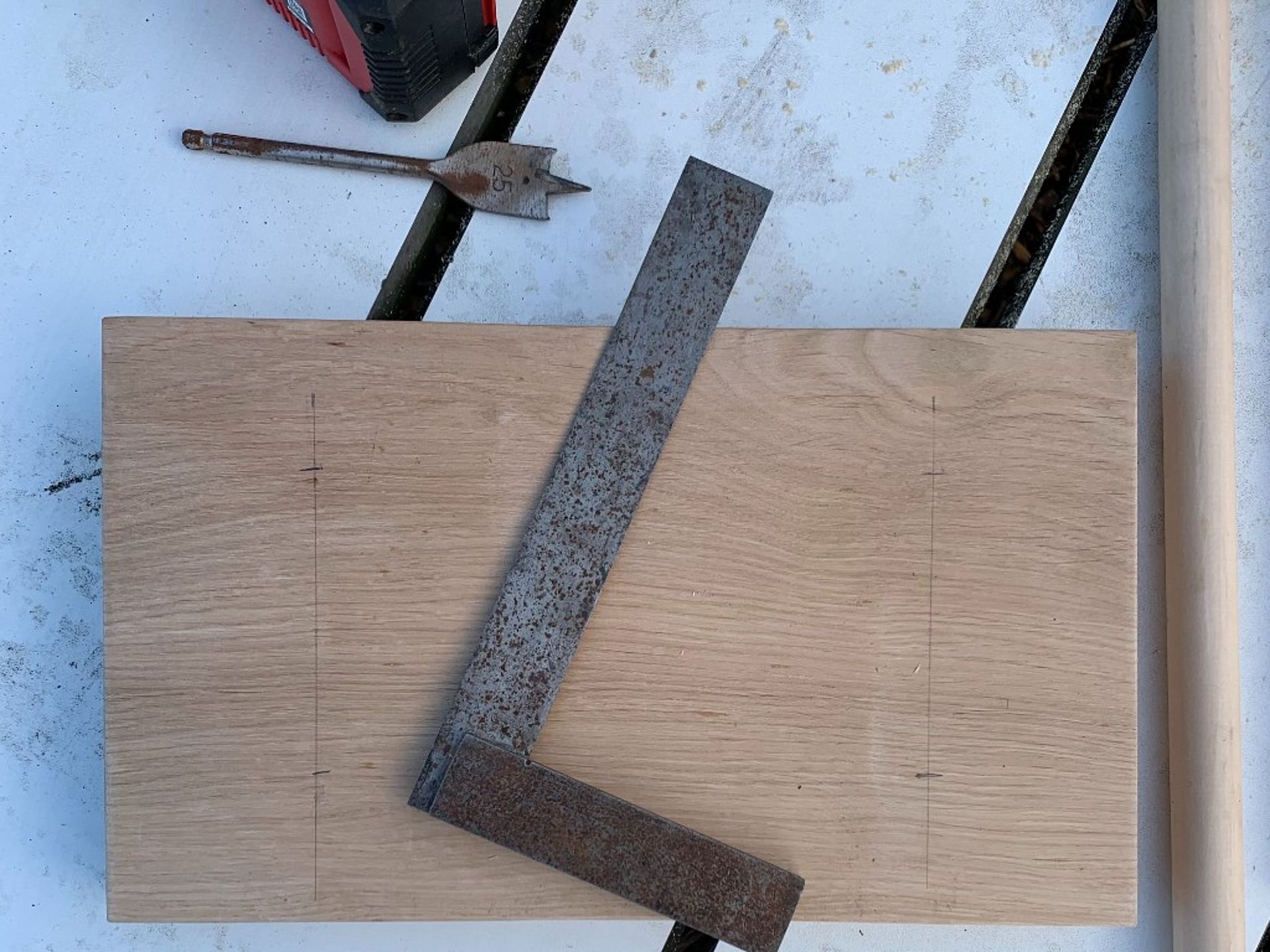 Mark lines on the wood piece.