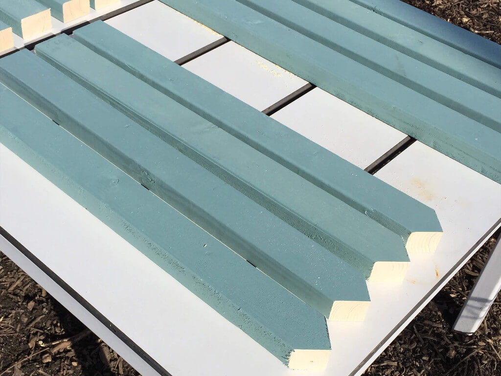 Wood pieces that are being used for the bean frame.