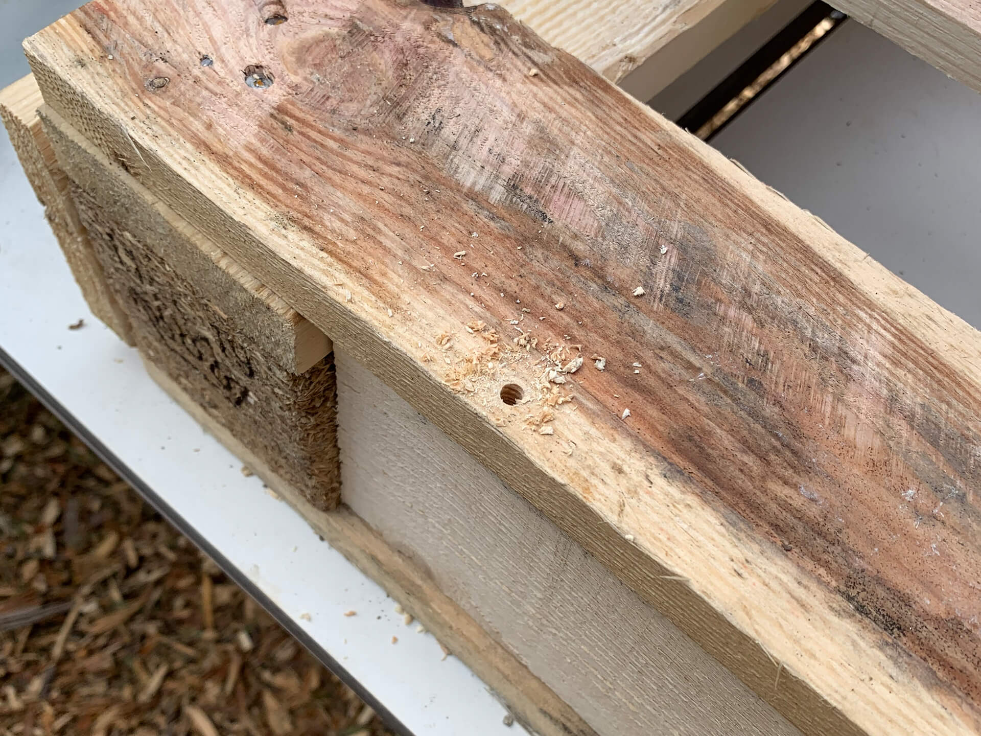 Edge of a wood piece. 