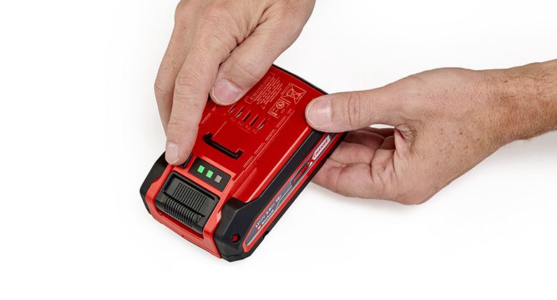 someone show the LED lights on an Einhell Power X-Change battery