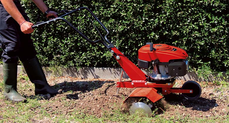 working with petrol tiller