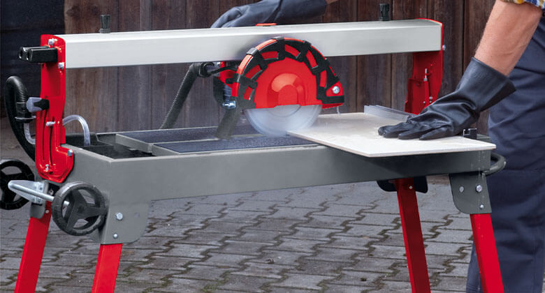 radial tile cutting machine in side perspective